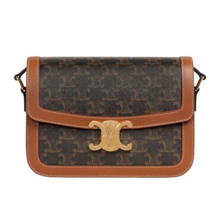 CELINE CLASSIQUE TRIOMPHE BAG IN CANVAS AND CALFSKIN