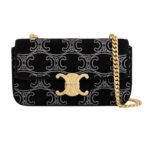 CELINE CHAIN SHOULDER BAG CLAUDE IN SUEDE CALFSKIN WITH TRIOMPHE STRASS