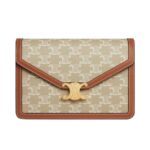 CELINE ENVELOPPE BAG IN TRIOMPHE CANVAS AND CALFSKIN