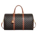 CELINE LARGE TRAVEL BAG IN TRIOMPHE CANVAS AND CALFSKIN