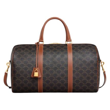 CELINE MEDIUM TRAVEL BAG IN TRIOMPHE CANVAS AND CALFSKIN