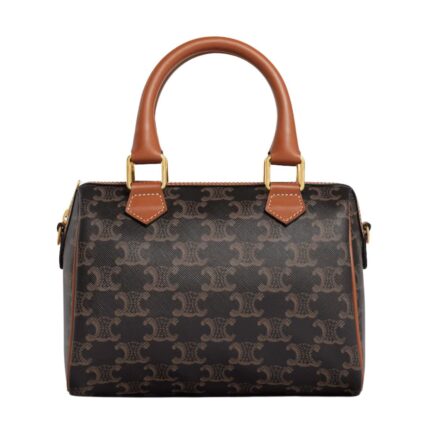 CELINE SMALL BOSTON IN TRIOMPHE CANVAS AND CALFSKIN TAN