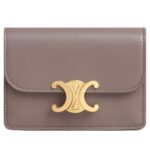 CELINE CARD HOLDER WITH FLAP TRIOMPHE IN SHINY CALFSKIN ICE BLUE