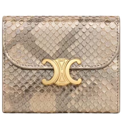 CELINE SMALL FLAP WALLET TRIOMPHE IN PEARLY PYTHON
