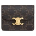 CELINE BUSINESS CARD HOLDER TRIOMPHE IN TRIOMPHE CANVAS AND LAMBSKIN