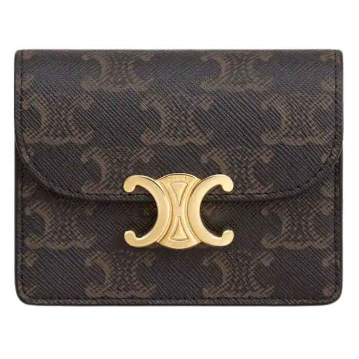 CELINE BUSINESS CARD HOLDER TRIOMPHE IN TRIOMPHE CANVAS AND LAMBSKIN