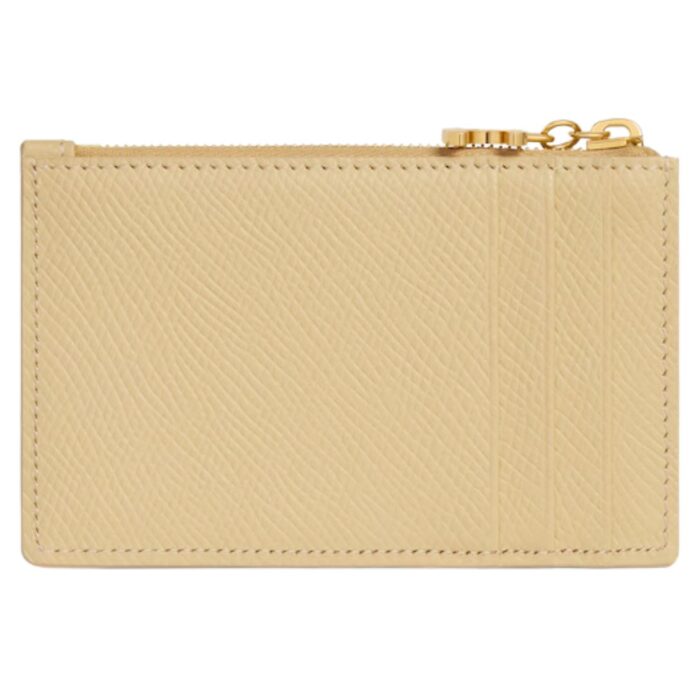 CELINE ZIPPED CARD HOLDER TRIOMPHE CHARMS IN GRAINED CALFSKIN SPRING YELLOW