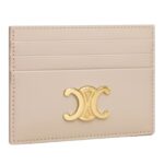 CELINE CARD HOLDER TRIOMPHE IN SHINY CALFSKIN CAPPUCCINO
