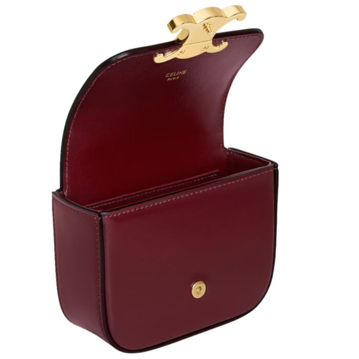 CELINE MINI CHAIN CLAUDE IN SHINY CALFSKIN LIGHT BURGUNDY
