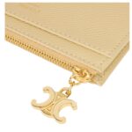 CELINE ZIPPED CARD HOLDER TRIOMPHE CHARMS IN GRAINED CALFSKIN SPRING YELLOW