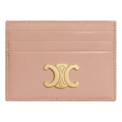 CELINE CARD HOLDER TRIOMPHE IN SHINY CALFSKIN SOFT PEACH