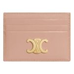 CELINE CARD HOLDER TRIOMPHE IN SHINY CALFSKIN SMOKED BROWN