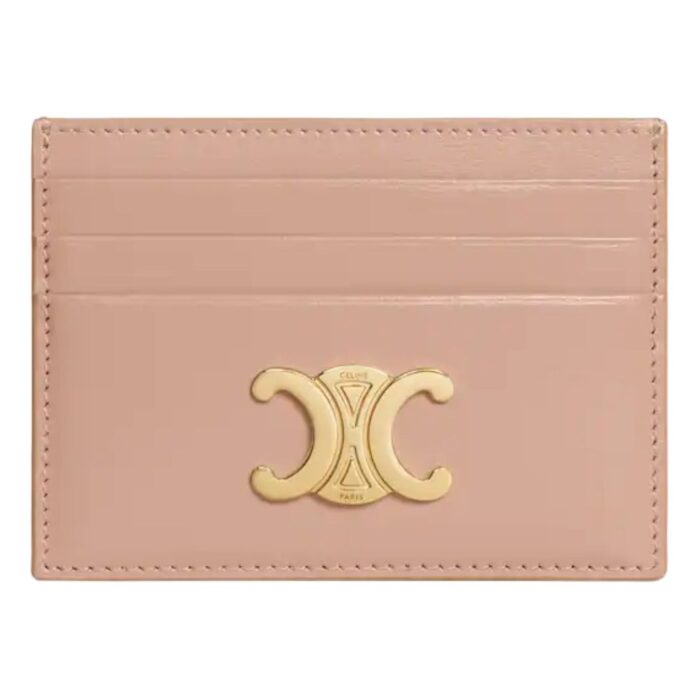 CELINE CARD HOLDER TRIOMPHE IN SHINY CALFSKIN SMOKED BROWN