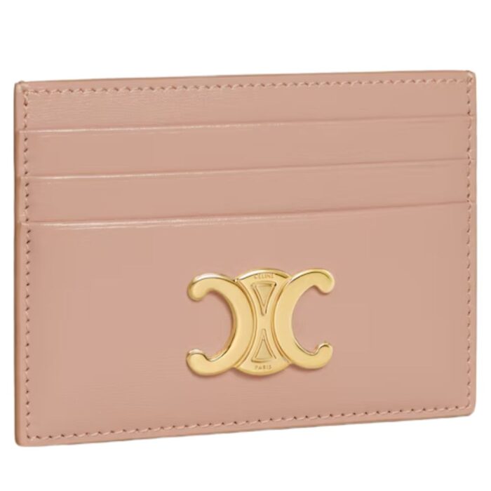 CELINE CARD HOLDER TRIOMPHE IN SHINY CALFSKIN SOFT PEACH