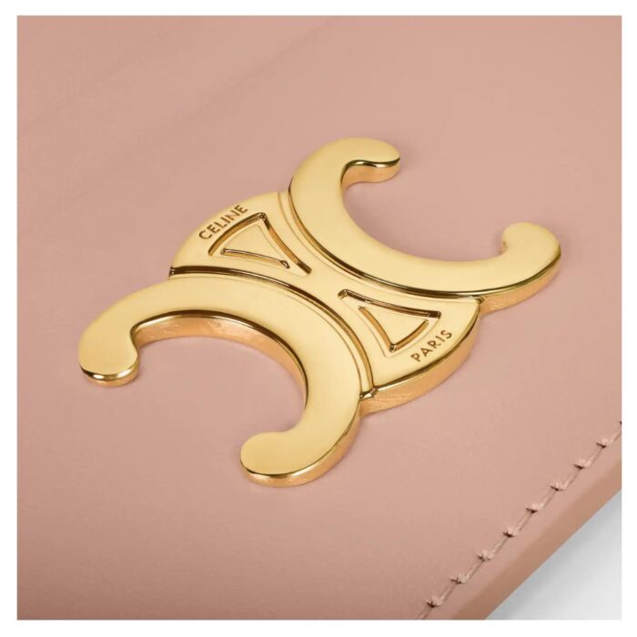 CELINE CARD HOLDER TRIOMPHE IN SHINY CALFSKIN SOFT PEACH