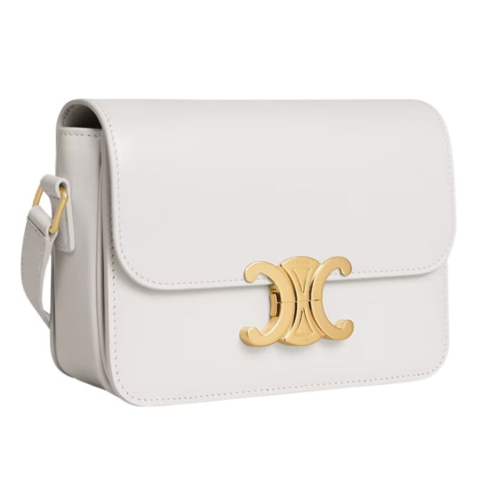 CELINE TEEN TRIOMPHE BAG IN SHINY CALFSKIN WHITE
