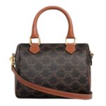 CELINE SMALL BOSTON IN TRIOMPHE CANVAS AND CALFSKIN