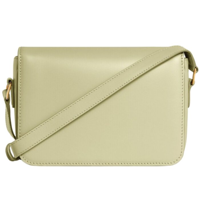CELINE TEEN TRIOMPHE BAG IN SHINY CALFSKIN ALMOND GREEN