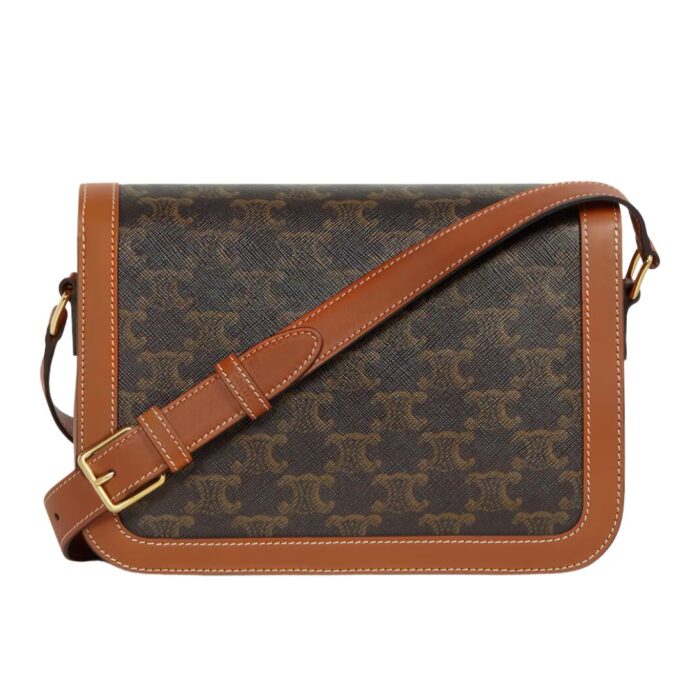 CELINE CLASSIQUE TRIOMPHE BAG IN TRIOMPHE CANVAS AND CALFSKIN