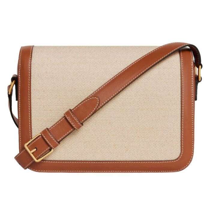 CELINE CLASSIQUE TRIOMPHE BAG IN TEXTILE AND CALFSKIN