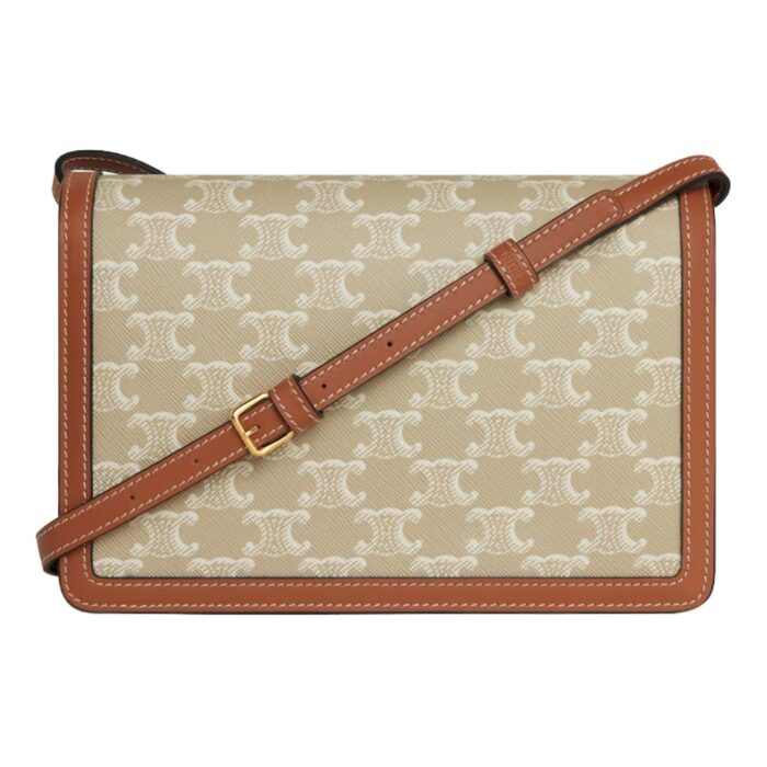 CELINE ENVELOPPE BAG IN TRIOMPHE CANVAS AND CALFSKIN