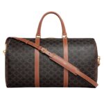 CELINE LARGE TRAVEL BAG IN TRIOMPHE CANVAS AND CALFSKIN
