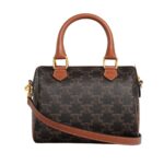 CELINE SMALL BOSTON IN TRIOMPHE CANVAS AND CALFSKIN TAN