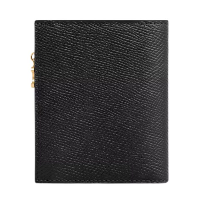 CELINE COMPACT WALLET TRIOMPHE CHARMS IN GRAINED CALFSKIN BLACK