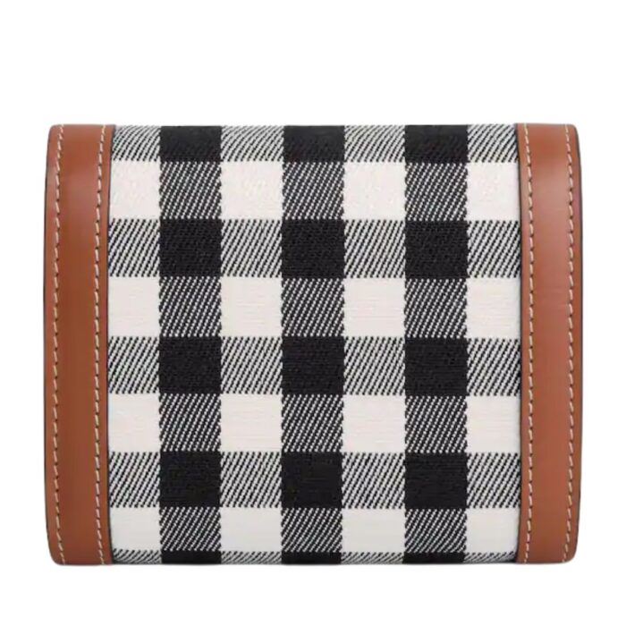 CELINE SMALL FLAP WALLET TRIOMPHE IN VICHY TEXTILE AND CALFSKIN BLACK-WHITE