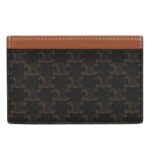 CELINE CARD HOLDER IN TRIOMPHE CANVAS WITH CELINE PRINT TAN