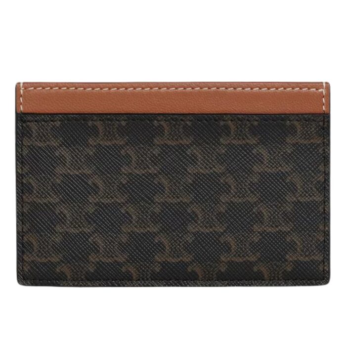 CELINE CARD HOLDER IN TRIOMPHE CANVAS WITH CELINE PRINT TAN
