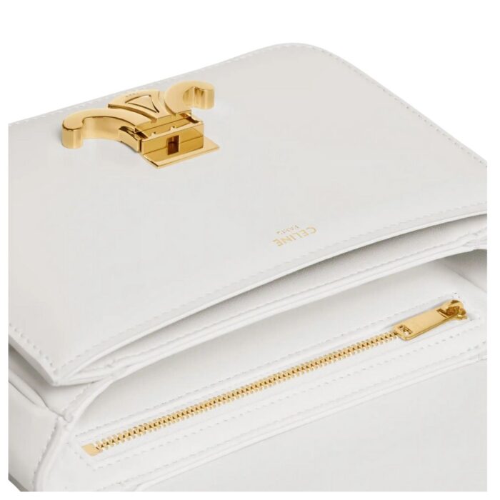 CELINE TEEN TRIOMPHE BAG IN SHINY CALFSKIN WHITE