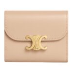 CELINE SMALL FLAP WALLET TRIOMPHE IN SHINY CALFSKIN CLOUDY GREY