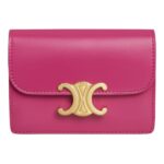 CELINE CARD HOLDER WITH FLAP TRIOMPHE IN SHINY CALFSKIN ICE BLUE