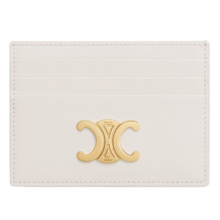 CELINE CARD HOLDER TRIOMPHE IN SHINY CALFSKIN SMOKED BROWN