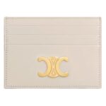 CELINE CARD HOLDER TRIOMPHE IN SHINY CALFSKIN SMOKED BROWN