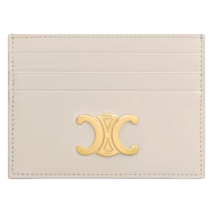 CELINE CARD HOLDER TRIOMPHE IN SHINY CALFSKIN SMOKED BROWN