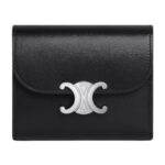 CELINE SMALL FLAP WALLET TRIOMPHE IN SHINY CALFSKIN CLOUDY GREY