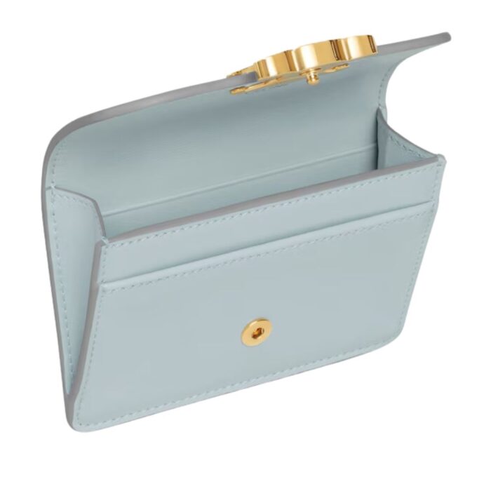 CELINE CARD HOLDER WITH FLAP TRIOMPHE IN SHINY CALFSKIN ICE BLUE