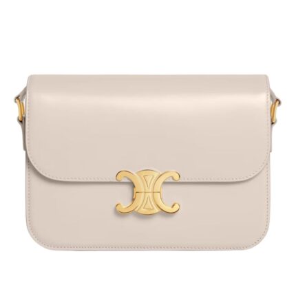 CELINE CLASSIQUE TRIOMPHE BAG IN SHINY CALFSKIN PALE BEIGE