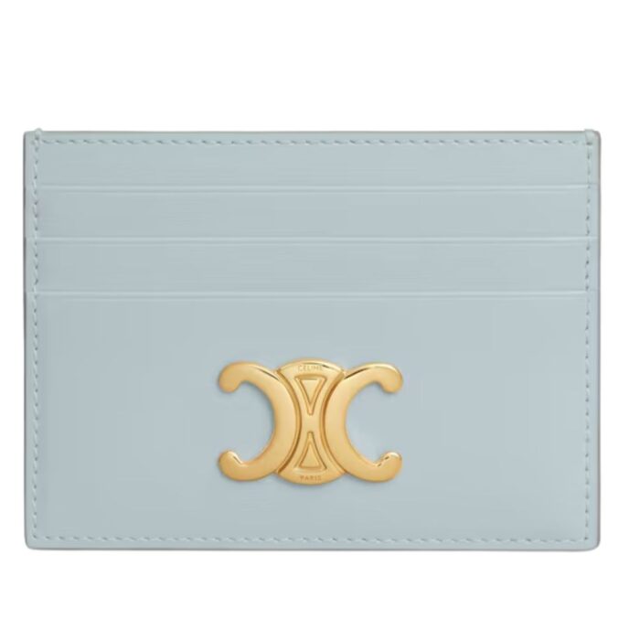 CELINE CARD HOLDER TRIOMPHE IN SHINY CALFSKIN SMOKED BROWN