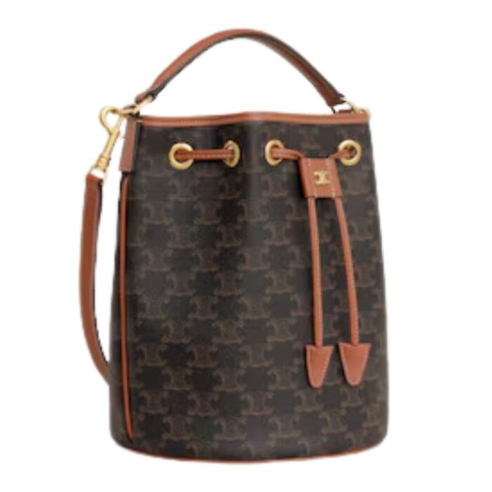 CELINE CLARA BAG IN TRIOMPHE CANVAS AND CALFSKIN