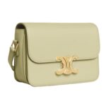 CELINE TEEN TRIOMPHE BAG IN SHINY CALFSKIN ALMOND GREEN
