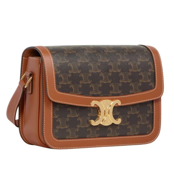 CELINE CLASSIQUE TRIOMPHE BAG IN TRIOMPHE CANVAS AND CALFSKIN