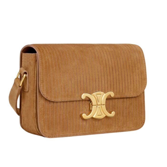 CELINE TEEN TRIOMPHE BAG IN STRIPED SUEDE CALFSKIN
