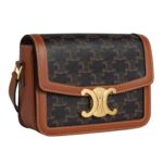 CELINE TEEN TRIOMPHE BAG IN TRIOMPHE CANVAS AND CALFSKIN TAN