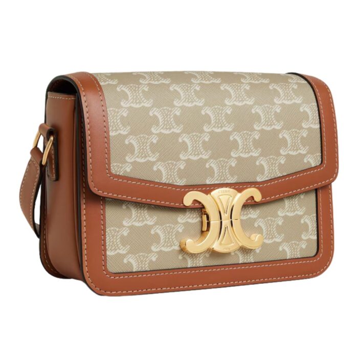 CELINE TEEN TRIOMPHE BAG IN TRIOMPHE CANVAS AND CALFSKIN