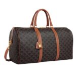 CELINE LARGE TRAVEL BAG IN TRIOMPHE CANVAS AND CALFSKIN
