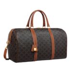 CELINE MEDIUM TRAVEL BAG IN TRIOMPHE CANVAS AND CALFSKIN