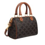 CELINE SMALL BOSTON IN TRIOMPHE CANVAS AND CALFSKIN TAN